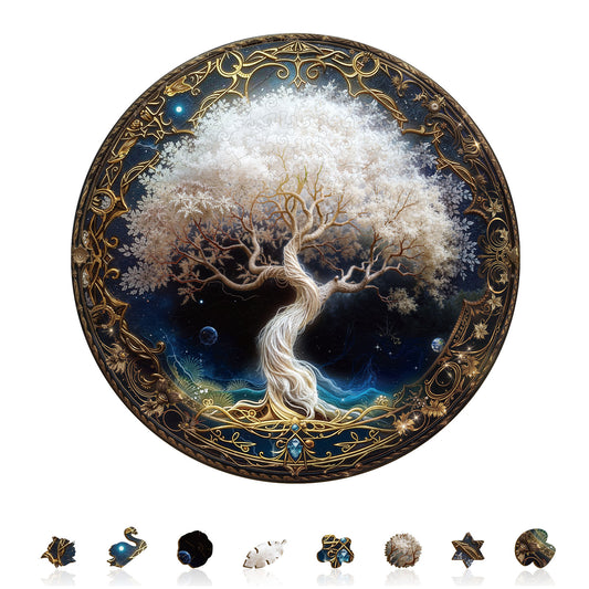 Whimsical Wooden Jigsaw Puzzle - Ivory Tree - pickApuzzle