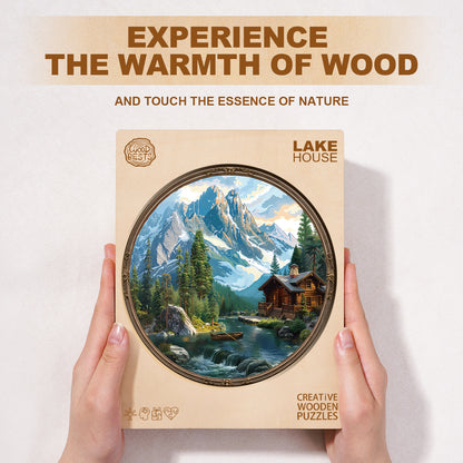 Whimsical Wooden Jigsaw Puzzle - Lake House - pickApuzzle