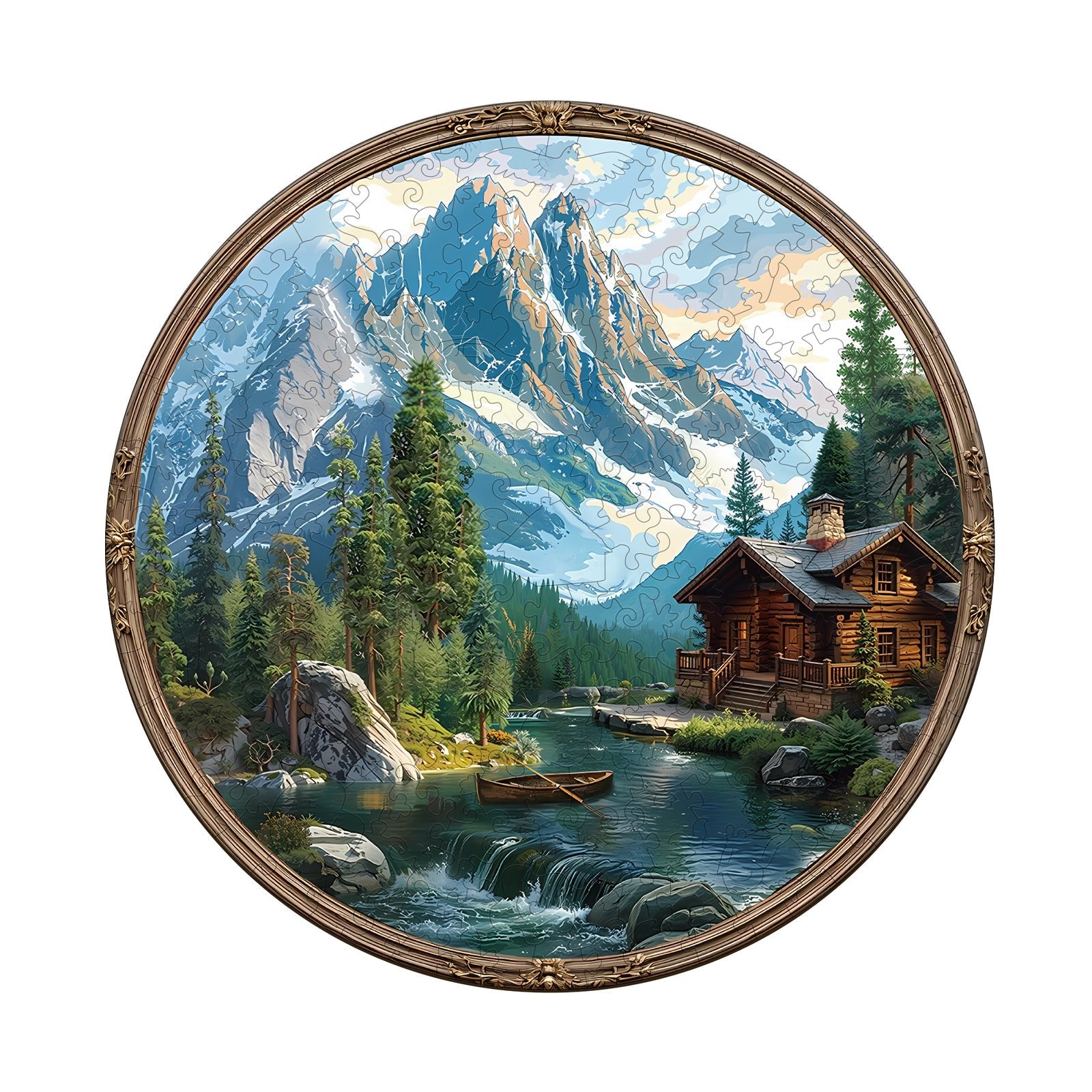 Whimsical Wooden Jigsaw Puzzle - Lake House - pickApuzzle
