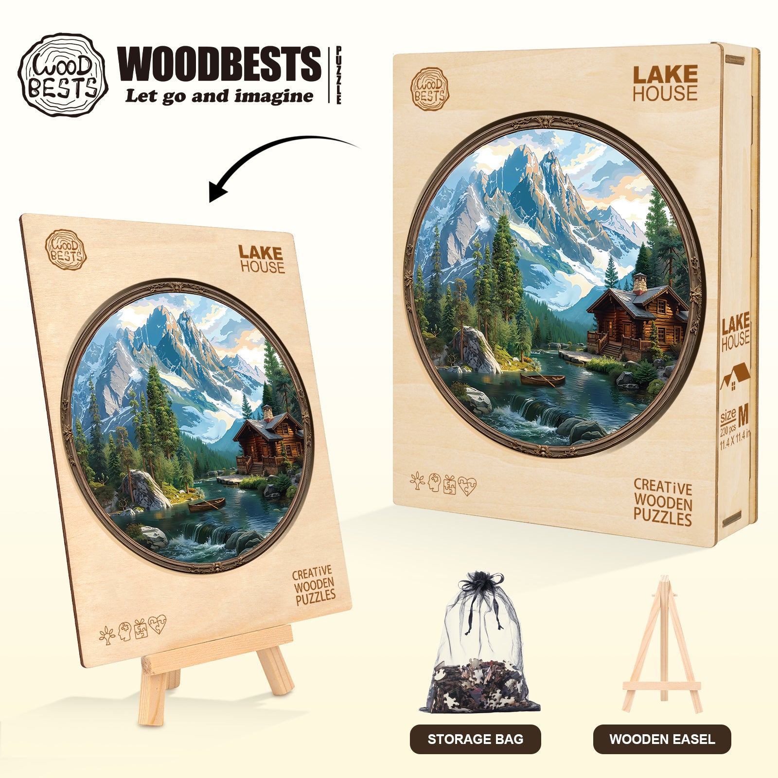 Whimsical Wooden Jigsaw Puzzle - Lake House - pickApuzzle