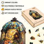 Whimsical Wooden Jigsaw Puzzle - Lantern Fox - pickApuzzle
