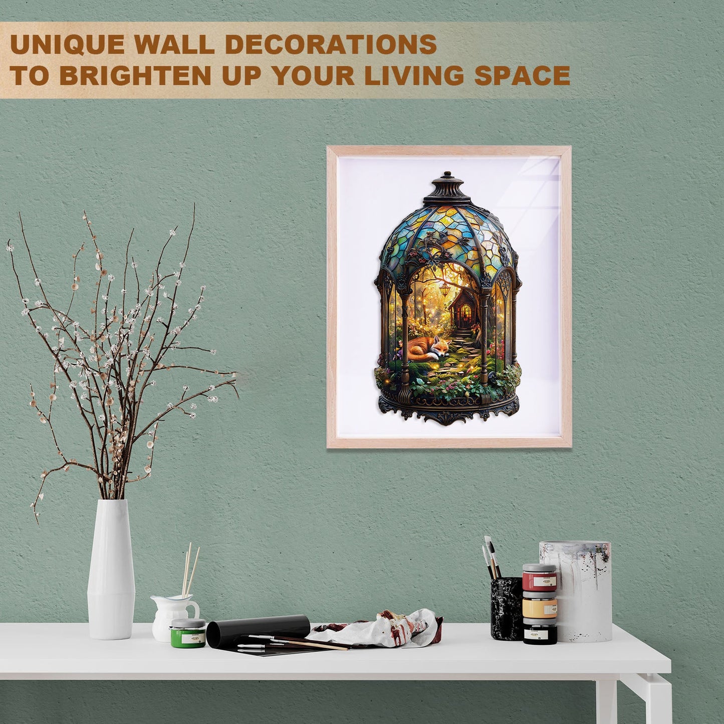 Whimsical Wooden Jigsaw Puzzle - Lantern Fox - pickApuzzle