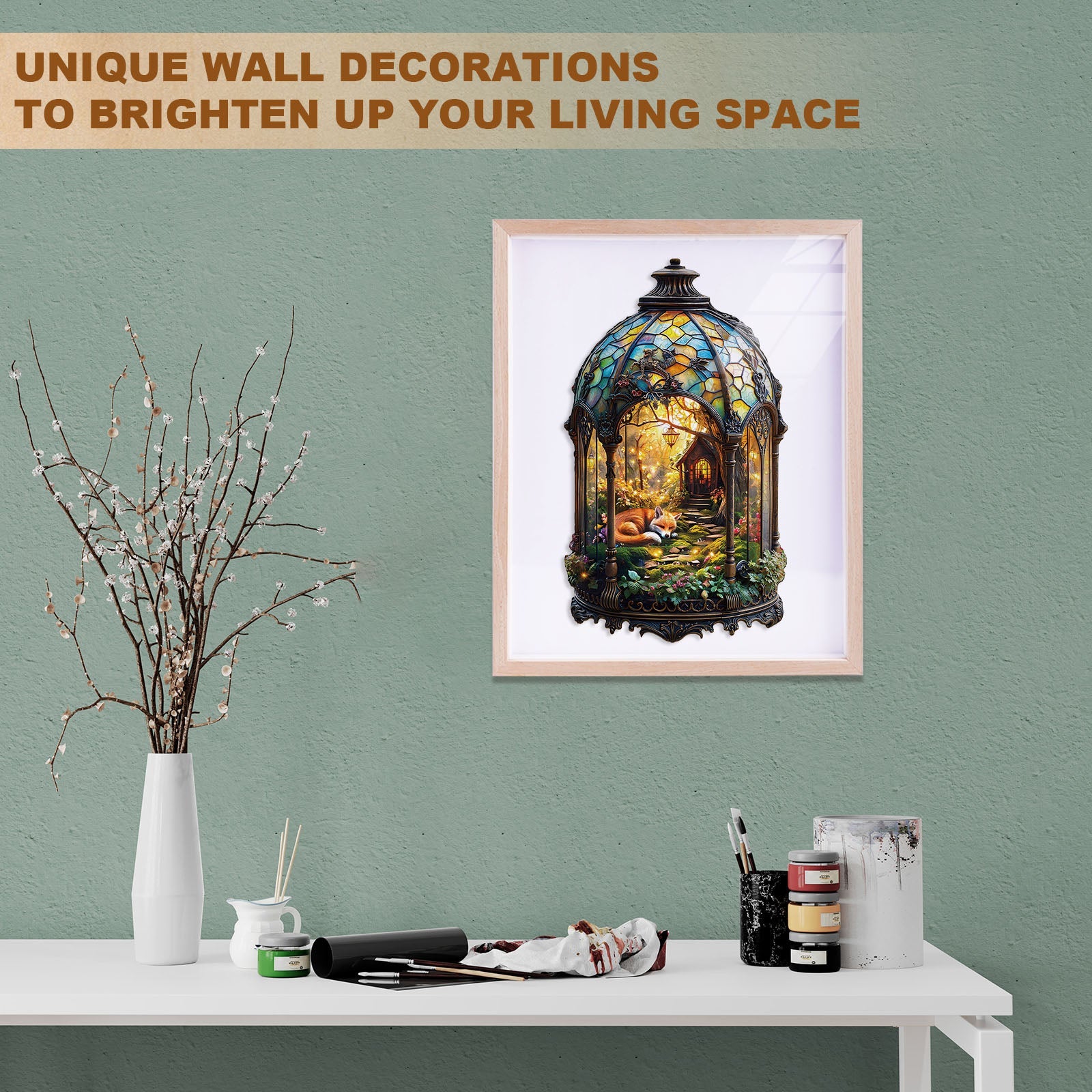 Whimsical Wooden Jigsaw Puzzle - Lantern Fox - pickApuzzle