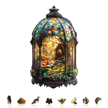 Whimsical Wooden Jigsaw Puzzle - Lantern Fox - pickApuzzle