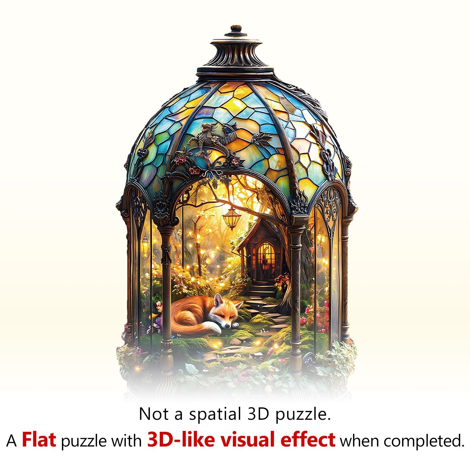 Whimsical Wooden Jigsaw Puzzle - Lantern Fox - pickApuzzle