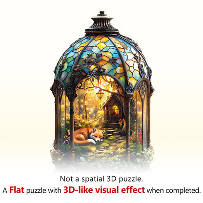 Whimsical Wooden Jigsaw Puzzle - Lantern Fox - pickApuzzle