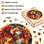 Whimsical Wooden Jigsaw Puzzle - Mechanical Fire Phoenix - pickApuzzle