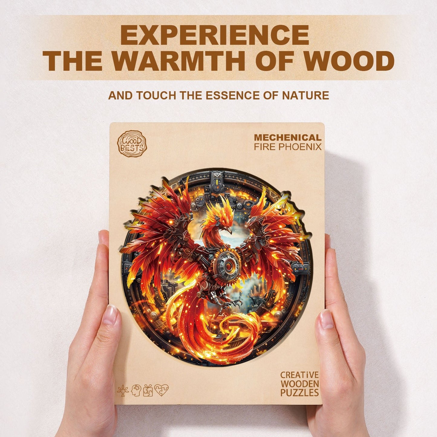 Whimsical Wooden Jigsaw Puzzle - Mechanical Fire Phoenix - pickApuzzle