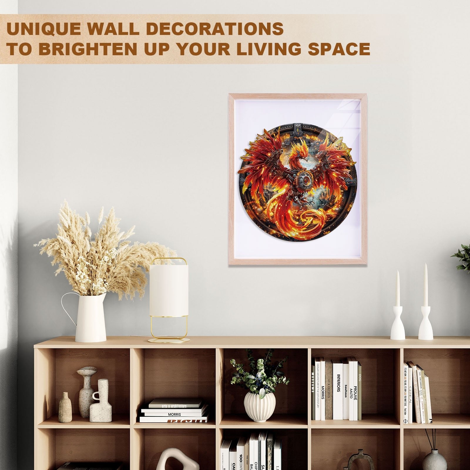 Whimsical Wooden Jigsaw Puzzle - Mechanical Fire Phoenix - pickApuzzle