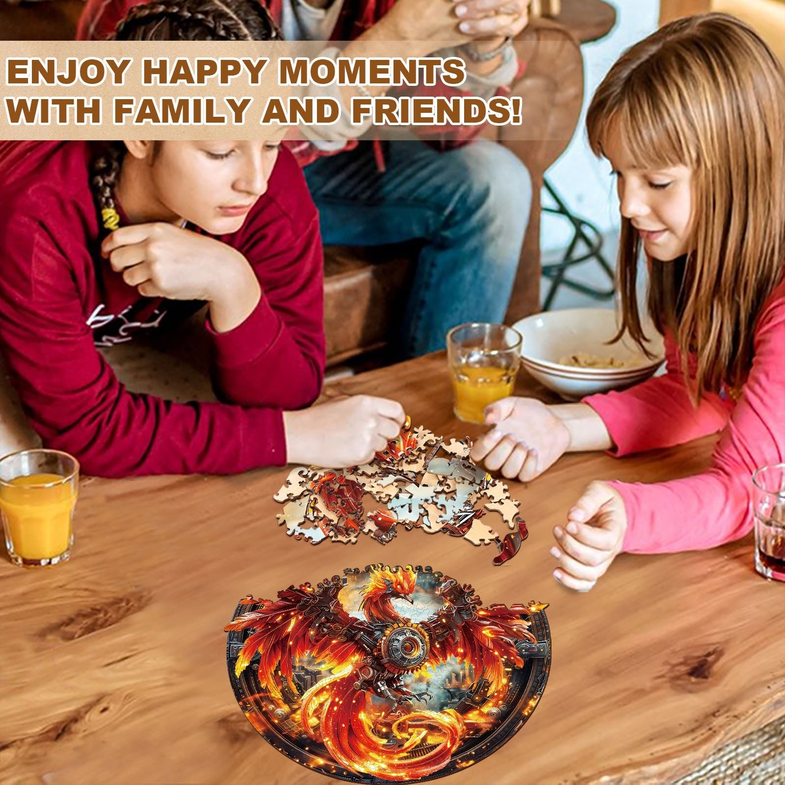 Whimsical Wooden Jigsaw Puzzle - Mechanical Fire Phoenix - pickApuzzle