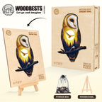 Whimsical Wooden Jigsaw Puzzle - Moonlight Snow Owl - pickApuzzle
