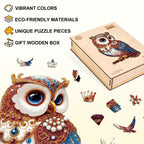 Whimsical Wooden Jigsaw Puzzle - Regal Owl - pickApuzzle