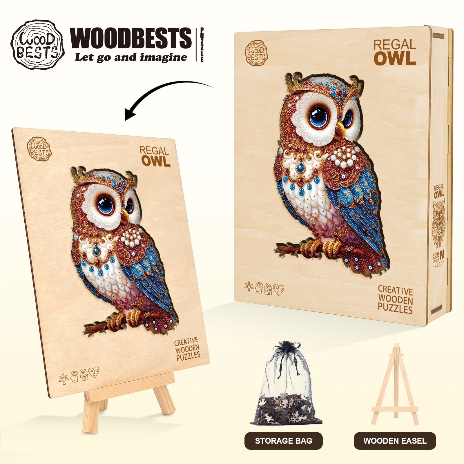Whimsical Wooden Jigsaw Puzzle - Regal Owl - pickApuzzle