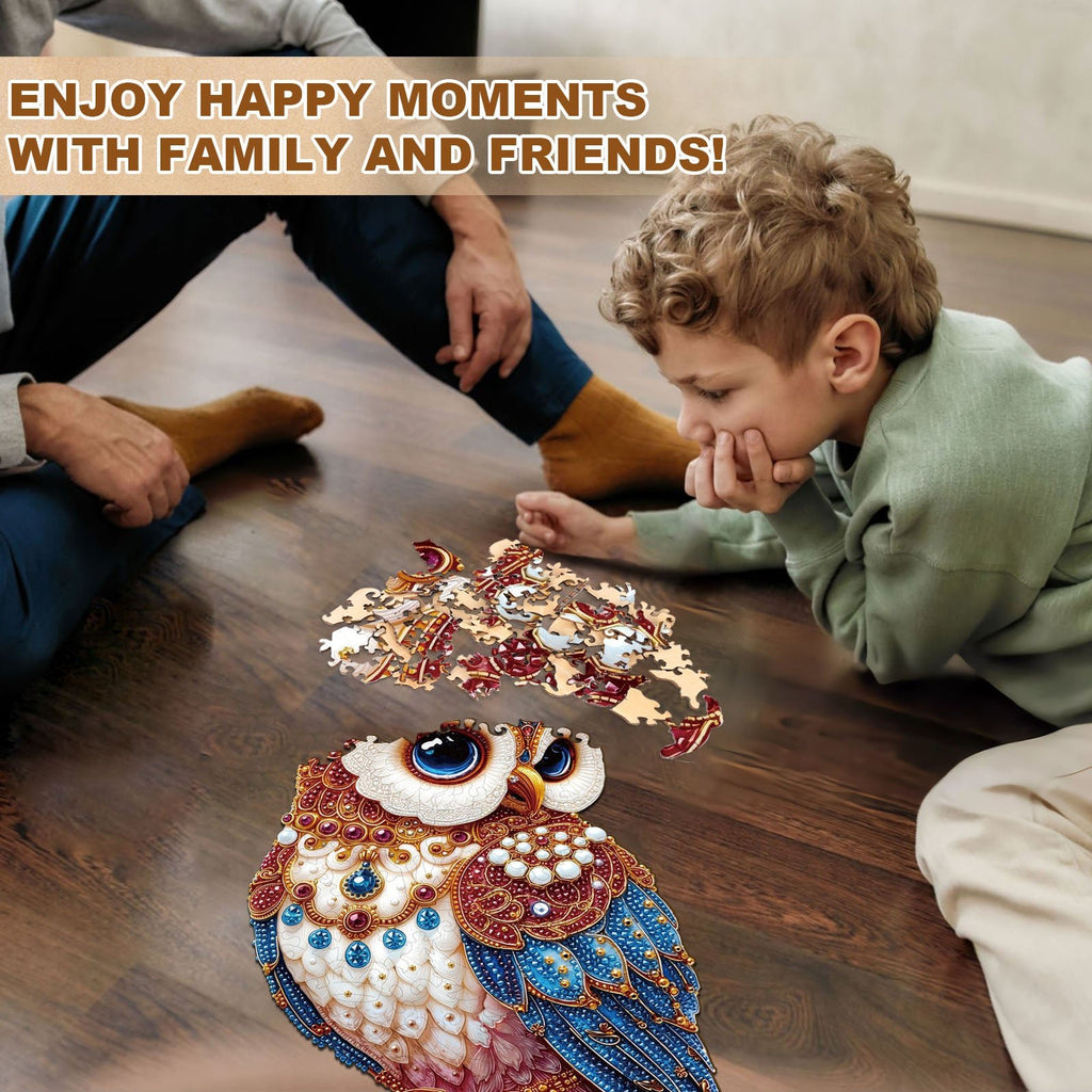Whimsical Wooden Jigsaw Puzzle - Regal Owl - pickApuzzle
