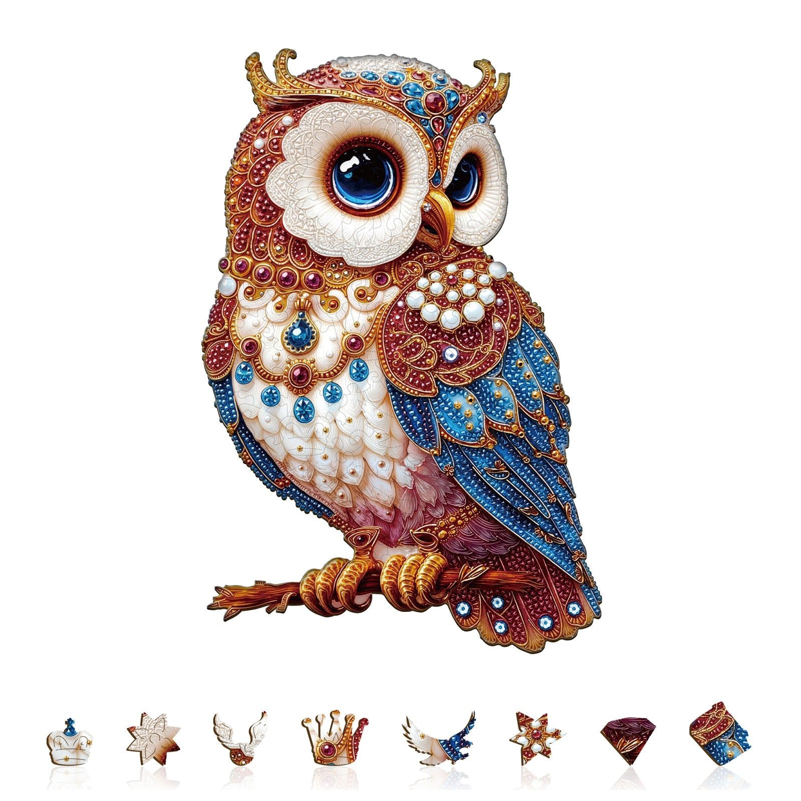 Whimsical Wooden Jigsaw Puzzle - Regal Owl - pickApuzzle
