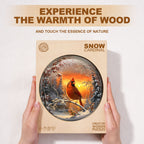 Whimsical Wooden Jigsaw Puzzle - Snow Cardinal - pickApuzzle