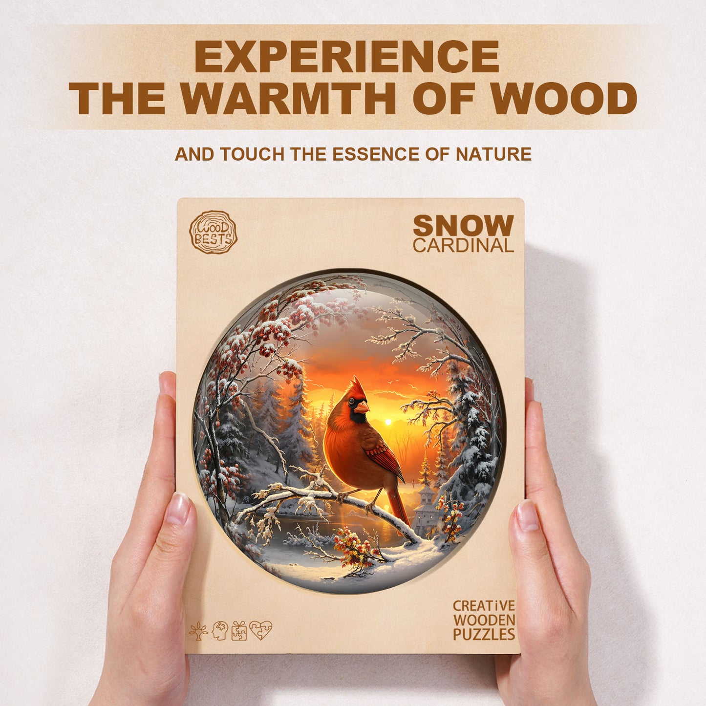 Whimsical Wooden Jigsaw Puzzle - Snow Cardinal - pickApuzzle