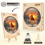 Whimsical Wooden Jigsaw Puzzle - Snow Cardinal - pickApuzzle