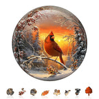 Whimsical Wooden Jigsaw Puzzle - Snow Cardinal - pickApuzzle