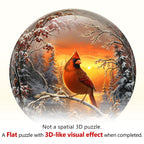 Whimsical Wooden Jigsaw Puzzle - Snow Cardinal - pickApuzzle