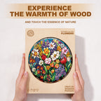Whimsical Wooden Jigsaw Puzzle - Stained Glass Flowers - pickApuzzle