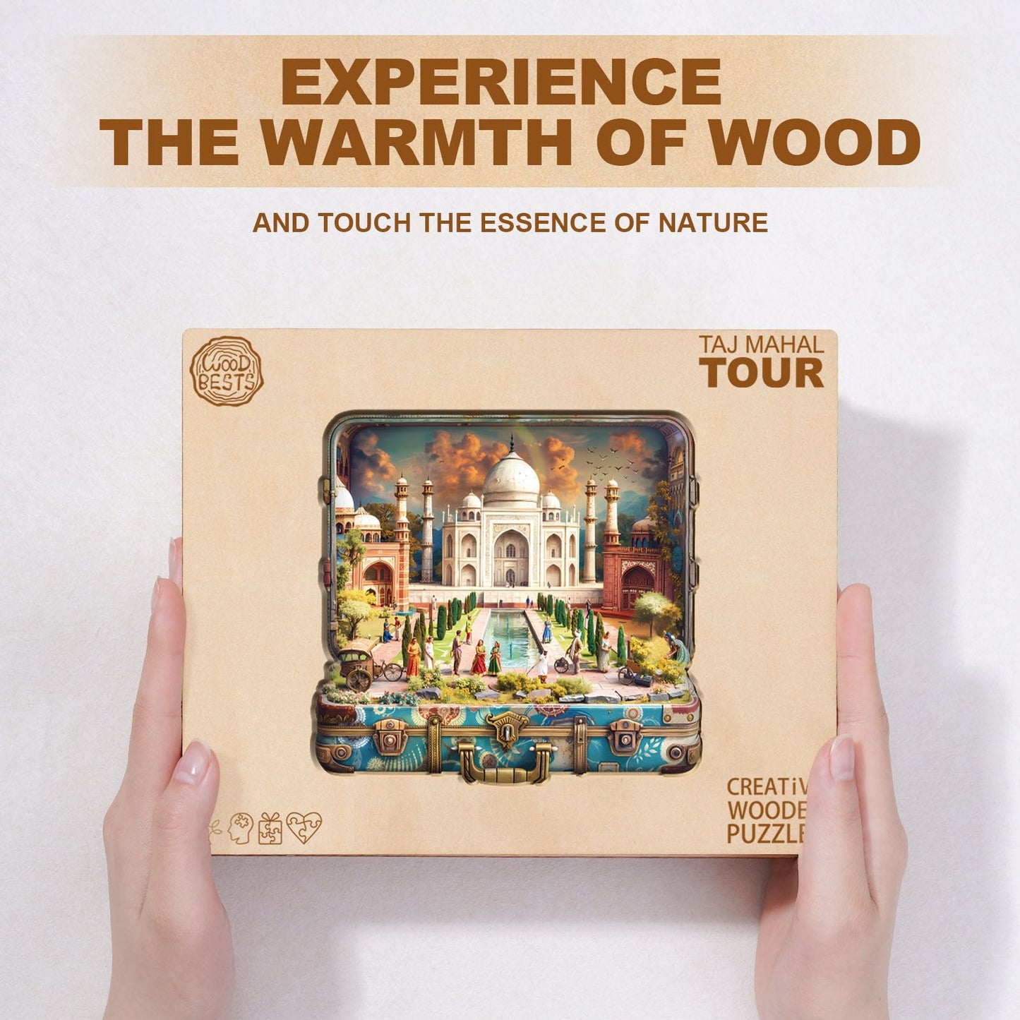 Whimsical Wooden Jigsaw Puzzle - Taj Mahal Tour - pickApuzzle