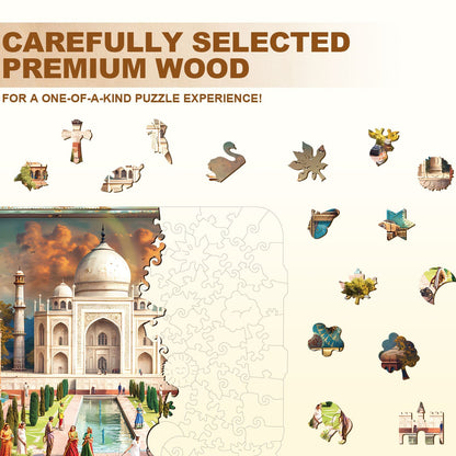 Whimsical Wooden Jigsaw Puzzle - Taj Mahal Tour - pickApuzzle