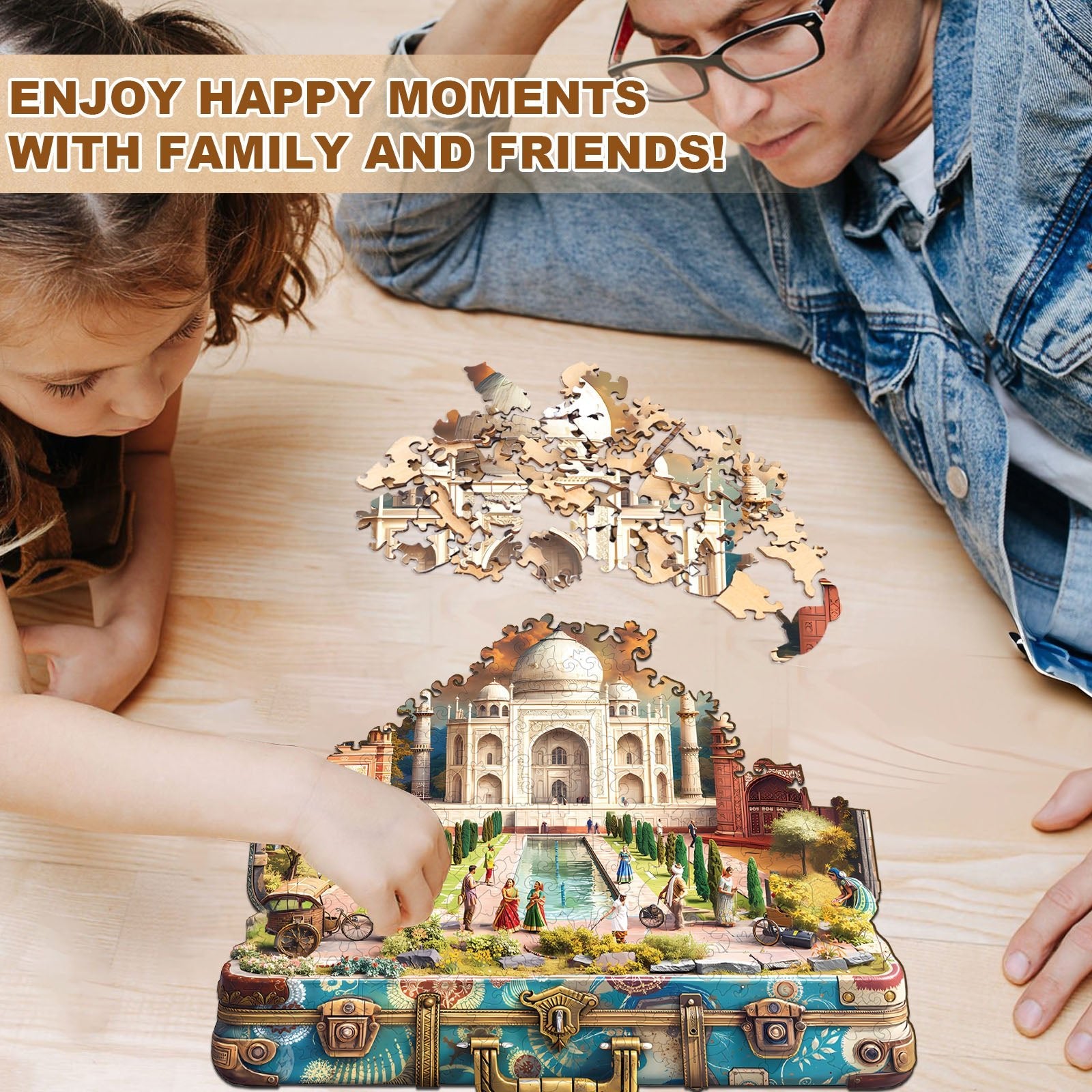 Whimsical Wooden Jigsaw Puzzle - Taj Mahal Tour - pickApuzzle