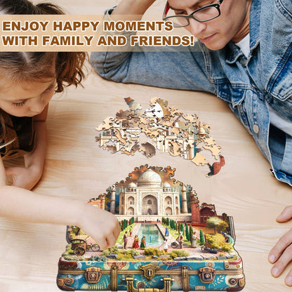 Whimsical Wooden Jigsaw Puzzle - Taj Mahal Tour - pickApuzzle