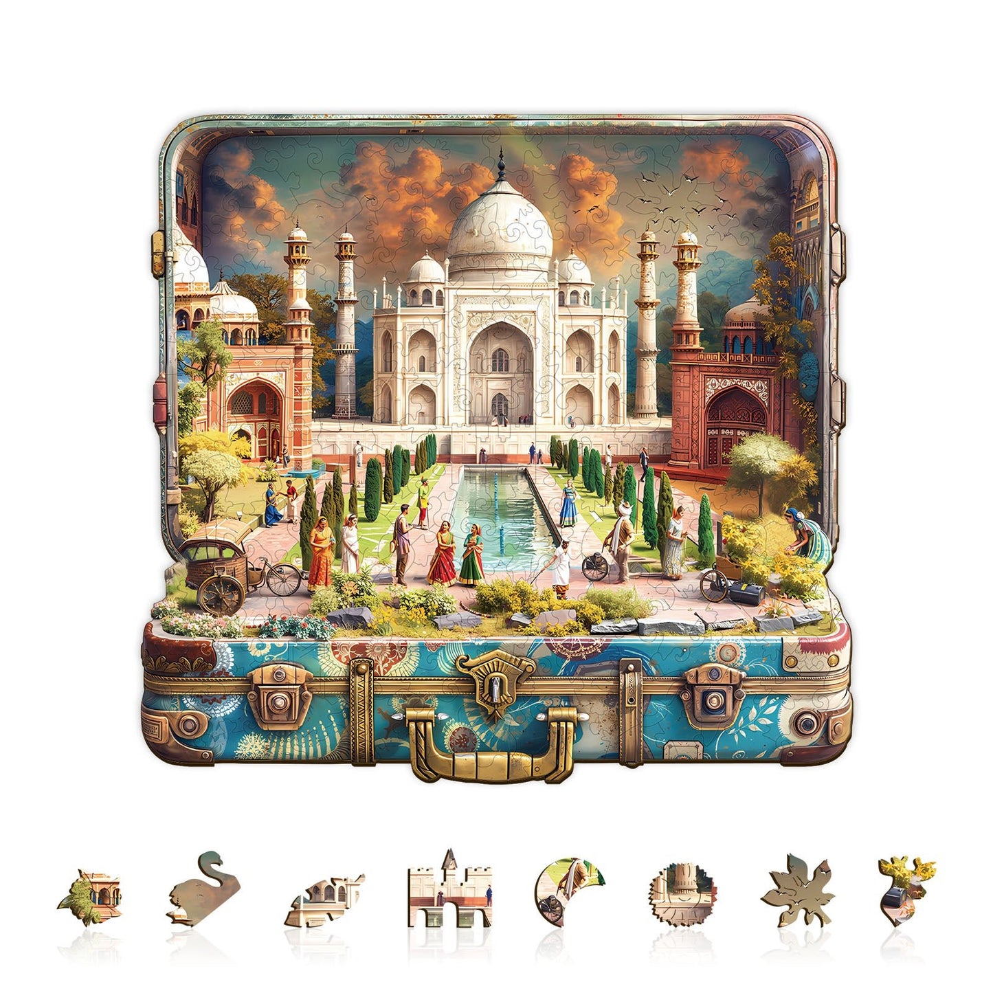 Whimsical Wooden Jigsaw Puzzle - Taj Mahal Tour - pickApuzzle
