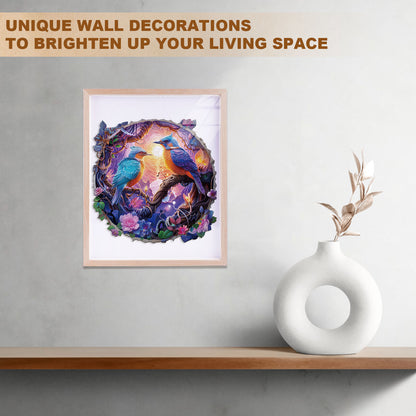 Whimsical Wooden Jigsaw Puzzle - Twilight Plumage - pickApuzzle
