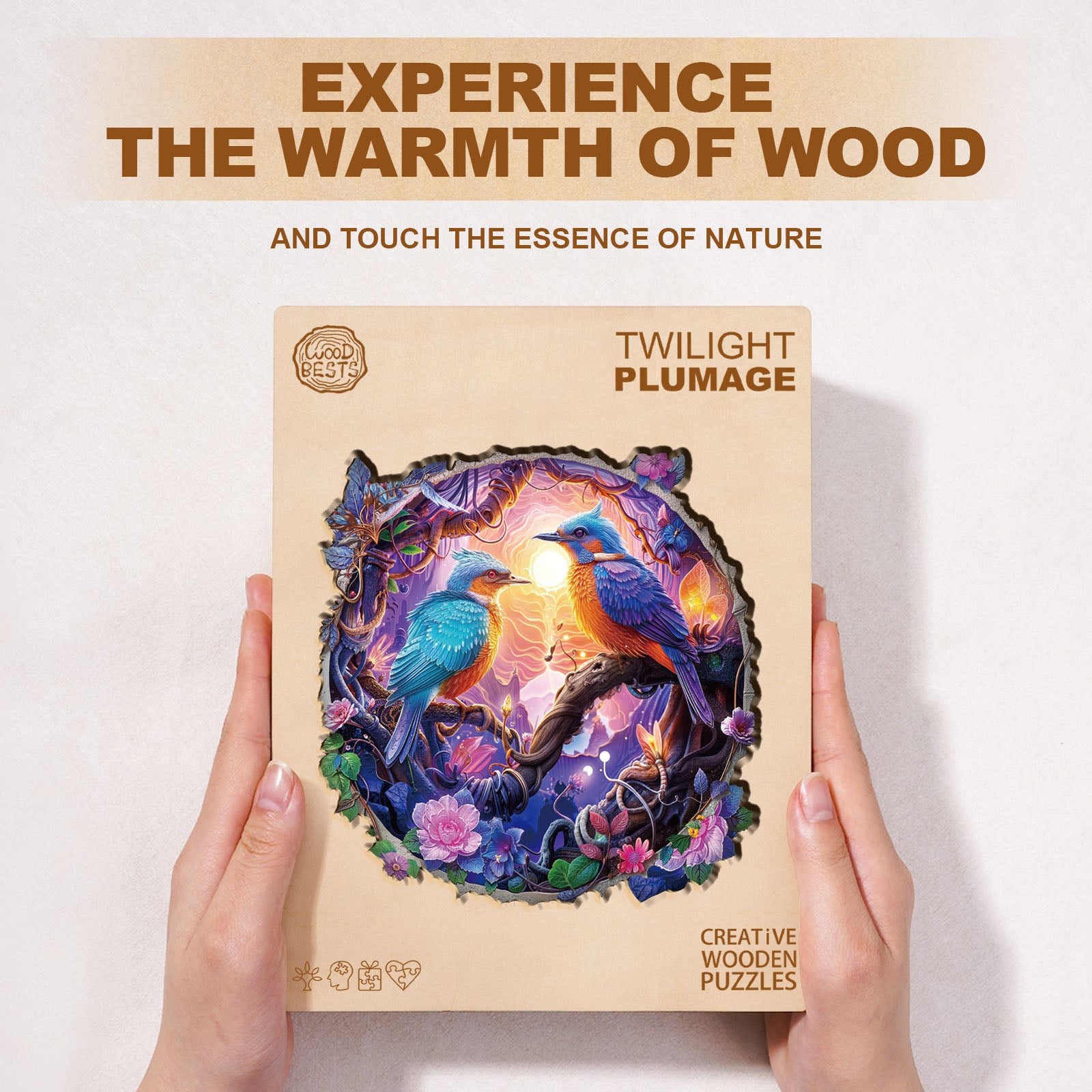 Whimsical Wooden Jigsaw Puzzle - Twilight Plumage - pickApuzzle