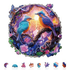 Whimsical Wooden Jigsaw Puzzle - Twilight Plumage - pickApuzzle