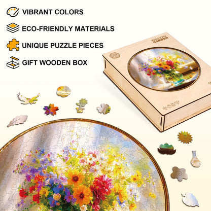 Whimsical Wooden Jigsaw Puzzle - Window Garden - pickApuzzle