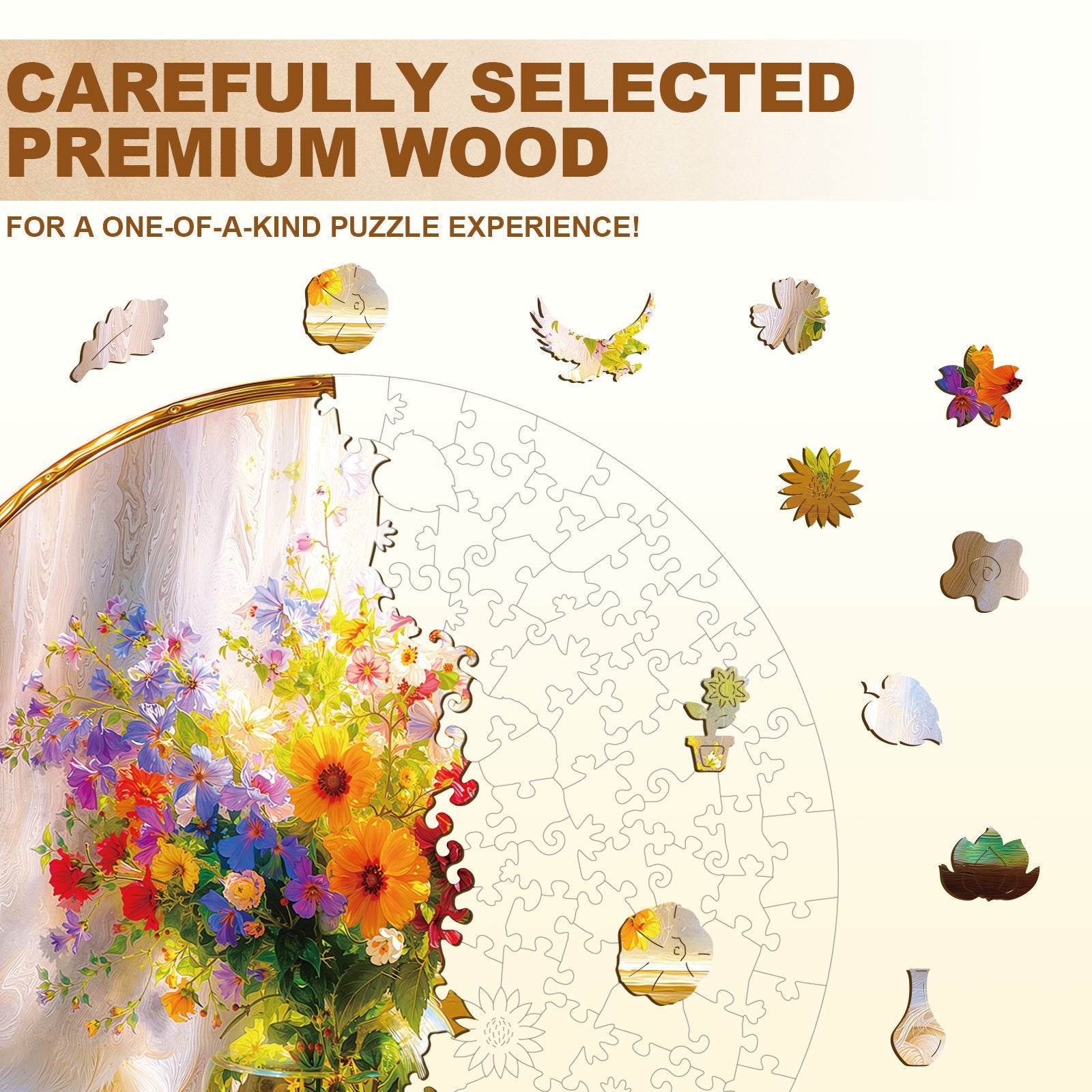 Whimsical Wooden Jigsaw Puzzle - Window Garden - pickApuzzle