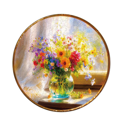 Whimsical Wooden Jigsaw Puzzle - Window Garden - pickApuzzle