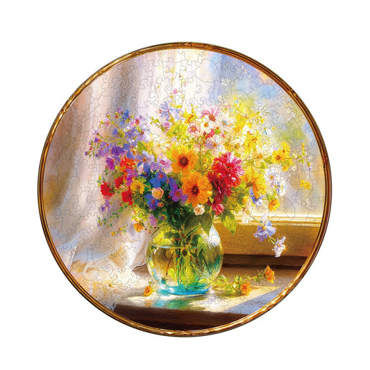 Whimsical Wooden Jigsaw Puzzle - Window Garden - pickApuzzle