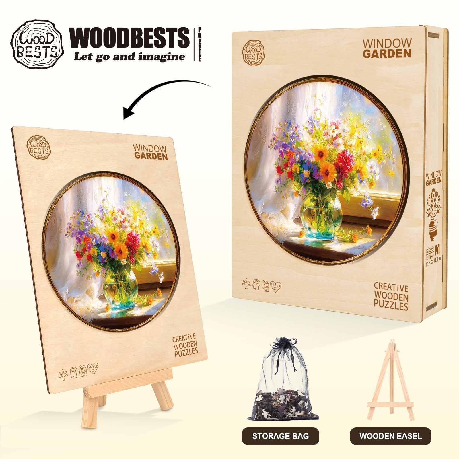 Whimsical Wooden Jigsaw Puzzle - Window Garden - pickApuzzle