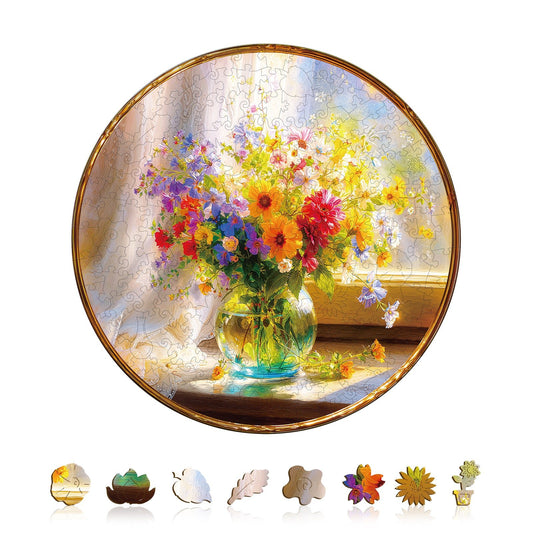 Whimsical Wooden Jigsaw Puzzle - Window Garden - pickApuzzle