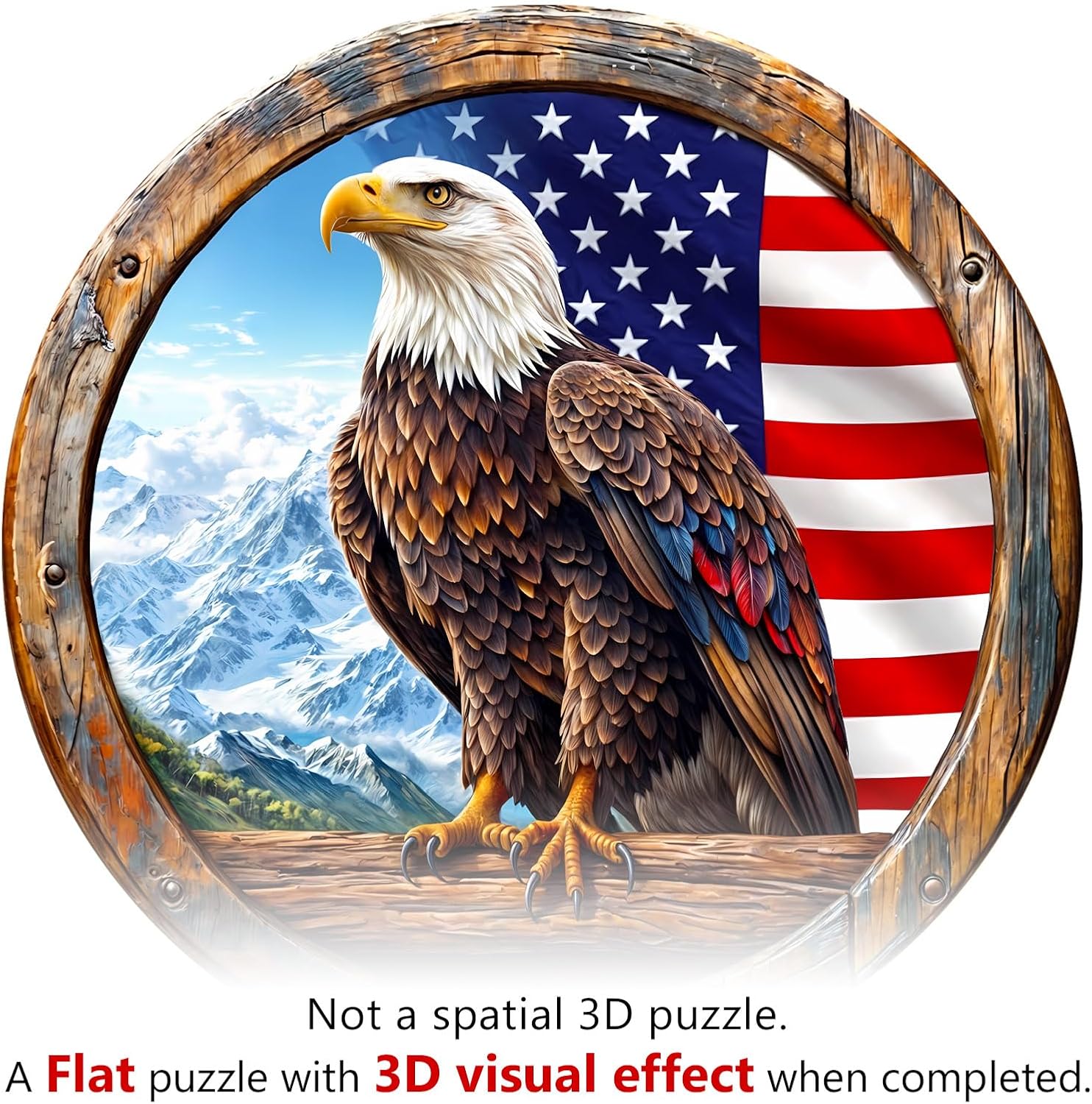 Whimsical Wooden Jigsaw Puzzle - 3D Bald eagle - pickApuzzle