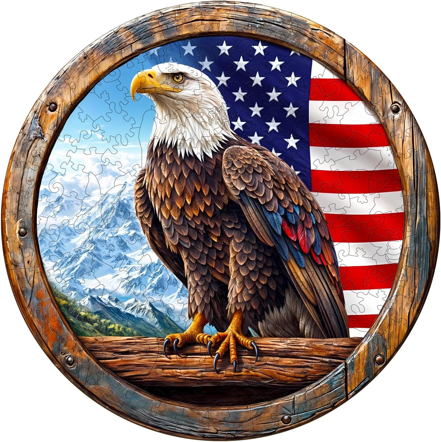 Whimsical Wooden Jigsaw Puzzle - 3D Bald eagle - pickApuzzle