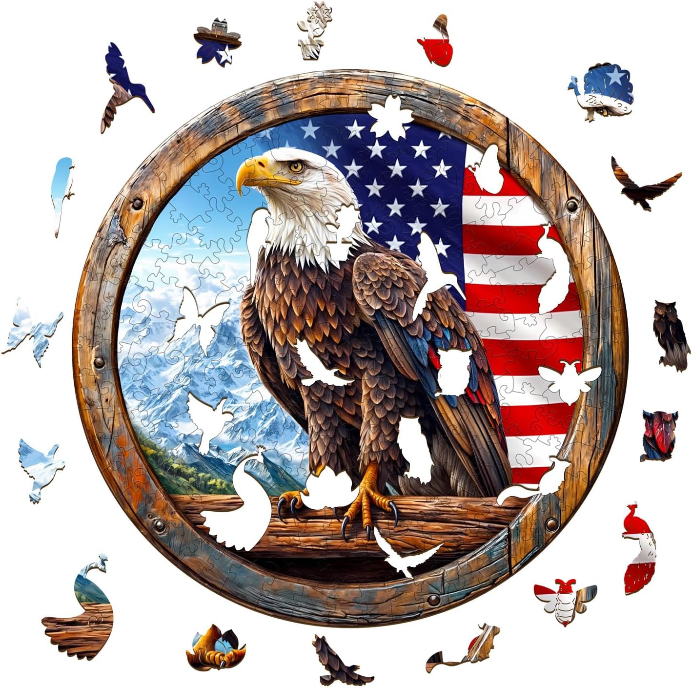 Whimsical Wooden Jigsaw Puzzle - 3D Bald eagle - pickApuzzle