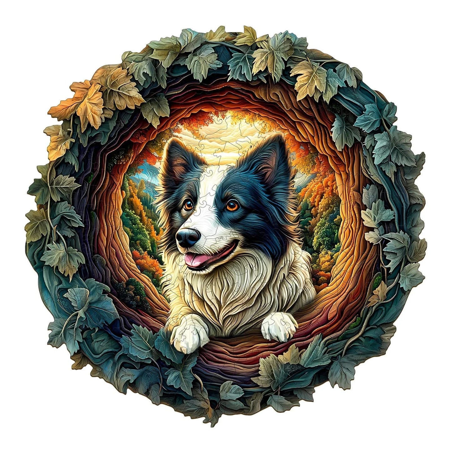 Fantastisches Holz-Puzzle – 3D Border Collie