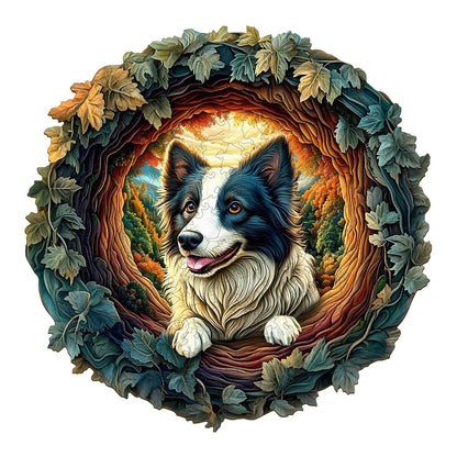 Fantastisches Holz-Puzzle – 3D Border Collie