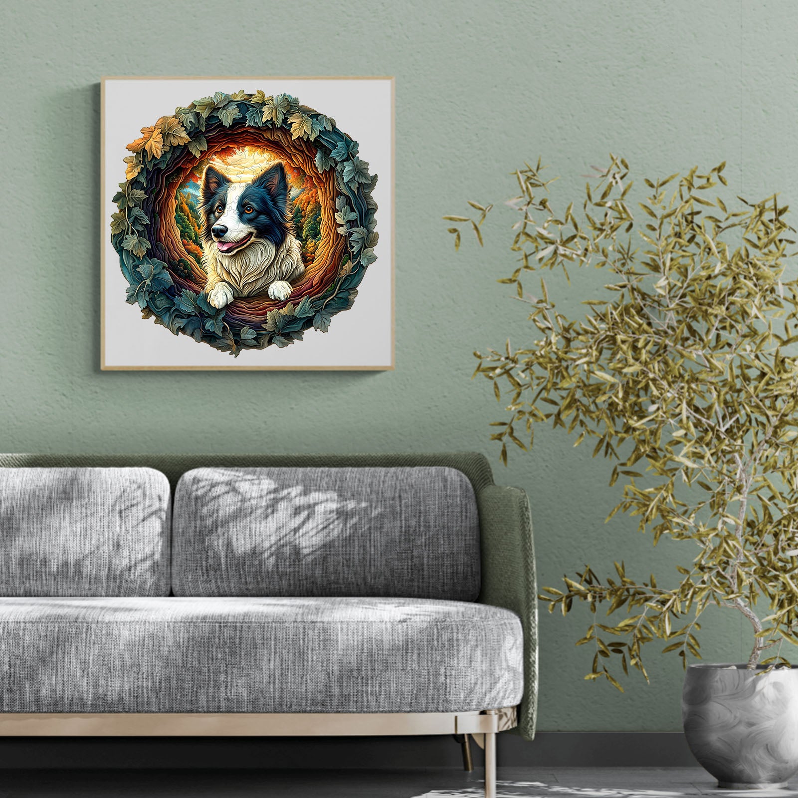 Whimsical Wooden Jigsaw Puzzle - 3D Border Collie - pickApuzzle