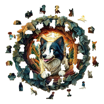 Whimsical Wooden Jigsaw Puzzle - 3D Border Collie - pickApuzzle