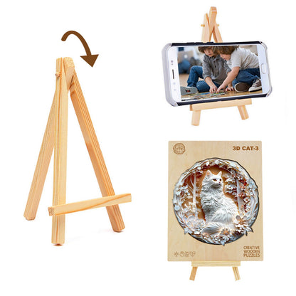 Whimsical Wooden Jigsaw Puzzle - 3D Cat - 3 - pickApuzzle