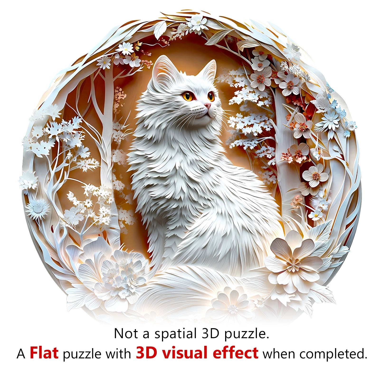 Whimsical Wooden Jigsaw Puzzle - 3D Cat - 3 - pickApuzzle