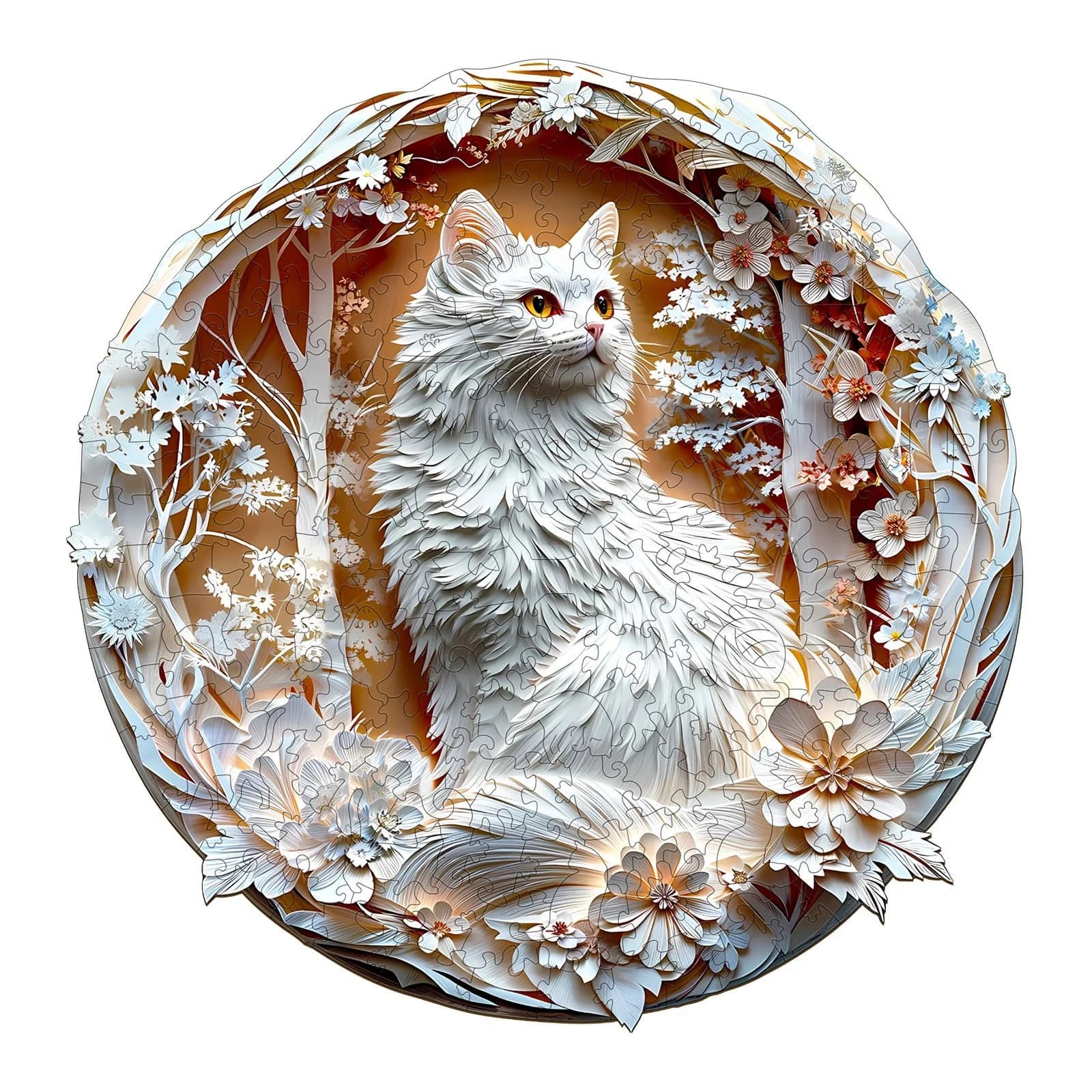 Whimsical Wooden Jigsaw Puzzle- 3D Cat-3