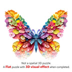 Whimsical Wooden Jigsaw Puzzle-3d colorful butterfly